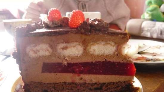 Torta di mousse al cioccolato e lamponi