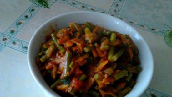 Garlic arrows, stewed in tomato