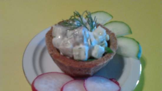 Rug tartlets med sild Glamurchik (Ves tartalet)