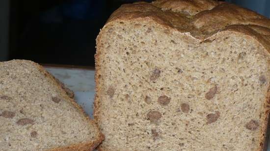 Tinapay na may kennabushki (Mabilis na tinapay na trigo-rye sa fermented baked milk na may crispy bran)