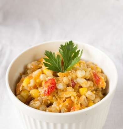 Pearl barley porridge with corn