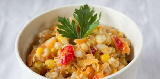 Pearl barley porridge with corn