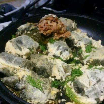 Cabbage rolls with grape leaves