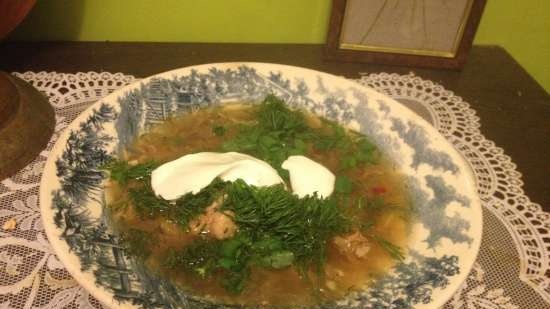 Sopa de col chucrut con pato y champiñones secos en Moulinex CookForMe