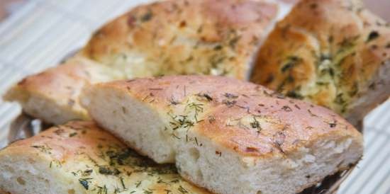 Focaccia met knoflook en dille