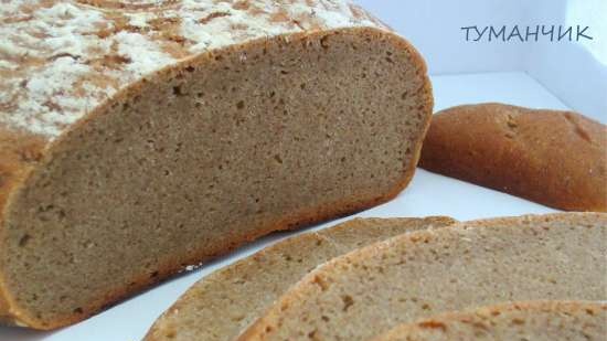 Rye hearth bread 100% sourdough "Nang walang wala" (oven) (mayroong isang pag-convert sa lebadura)