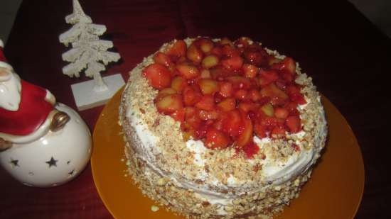 Pastís de gelatina (farcit) amb farciment de fruita i nata