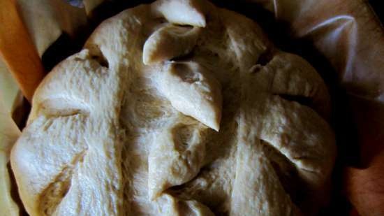 Three-flour bread with chicory on mixed dough with old dough (oven)