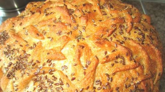 Bread of three types of flour on milk thistle broth with cabbage brine on mixed dough with old dough (oven)