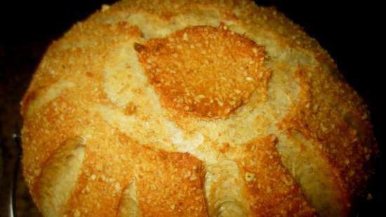 Sourdough dough on a long dough and brine from a mixture of flour and bran for khachapuri (bread, roll)