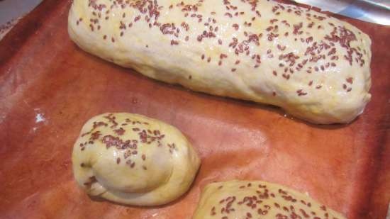 Sourdough dough on a long dough and brine from a mixture of flour and bran for khachapuri (bread, roll)