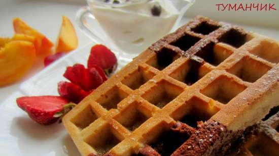 Waffle Banana con cannella e cioccolato con prugne