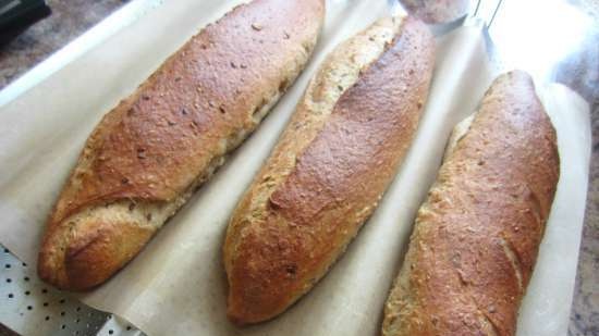 Bread with oatmeal, bran, sesame and seeds