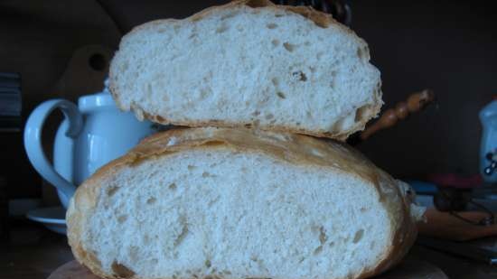 Wheat bread on ripe dough (self-leavening)