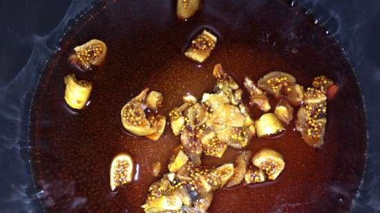 Buckwheat dessert with dates and fig syrup