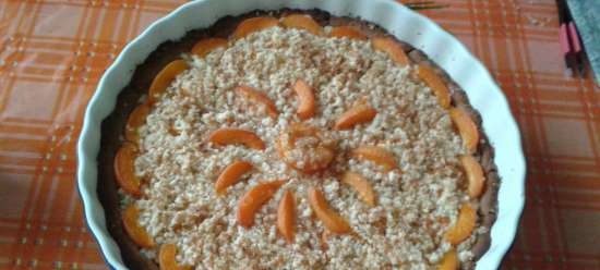 Buckwheat tart with apricots and streusel with cottage cheese