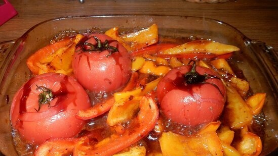 Verduras al horno con salsa balsámica