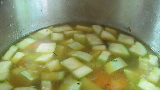 Sopa cremosa de carbassa amb formatge blau