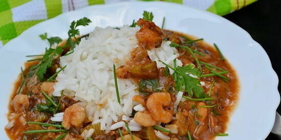 Etouffee with shrimps