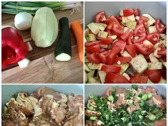 Buckwheat with vegetables and chicken in a cast-iron cauldron, baked in the oven (+ video)