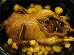 Duck stuffed in honey glaze