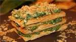 Crispy millefeuille with spinach cream