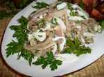 Pork ears salad in egg sauce