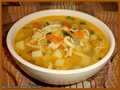 Soup with zucchini, celery and homemade noodles