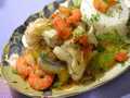 Cod with mango and shrimp in Oursson pressure cooker