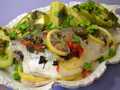 Seabass steamed in parchment