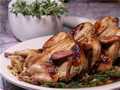 Quail in wine with raisins and nuts