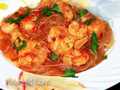 Funchoza with shrimps