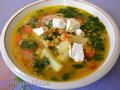 Sopa de lentejas con espinacas y queso de cabra