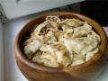 Dumplings with meat and fried onions with kneading dough in a Panasonic SD-2501 bread maker