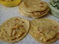 Whey chapati with pea puree