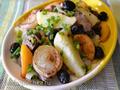 Warm salad with steamed chicken liver