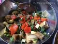 Baked vegetable salad and two types of sauce