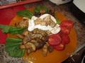 Warm grilled salad with sour cream-mushroom sauce