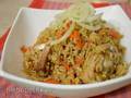 Pilaf กับข้าวแดงและไก่ (Multicooker Redmond RMC-01)