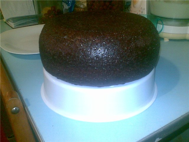 Chocolate cake on boiling water