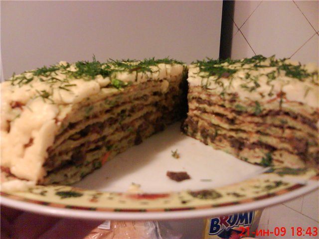 Snack squashcake met champignons!