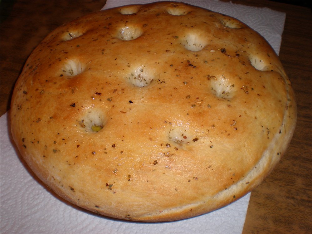 Genoese focaccia in Italian