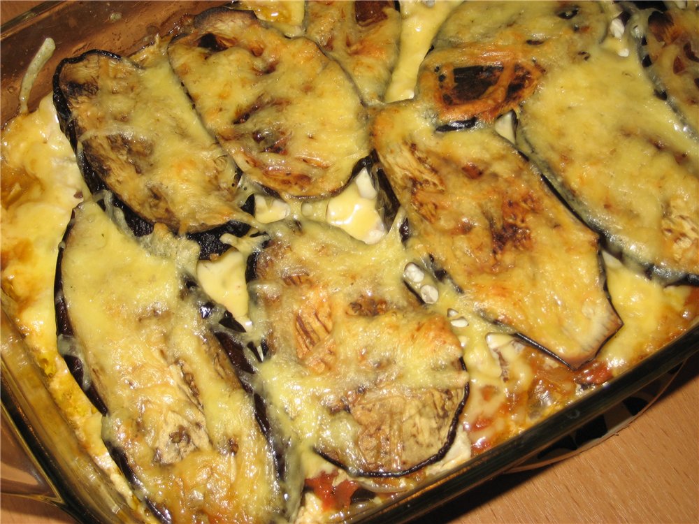 Aubergine bakt med kyllingfilet