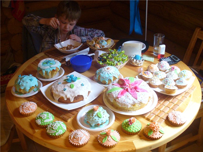 Examples of decorating Easter cakes and Easter