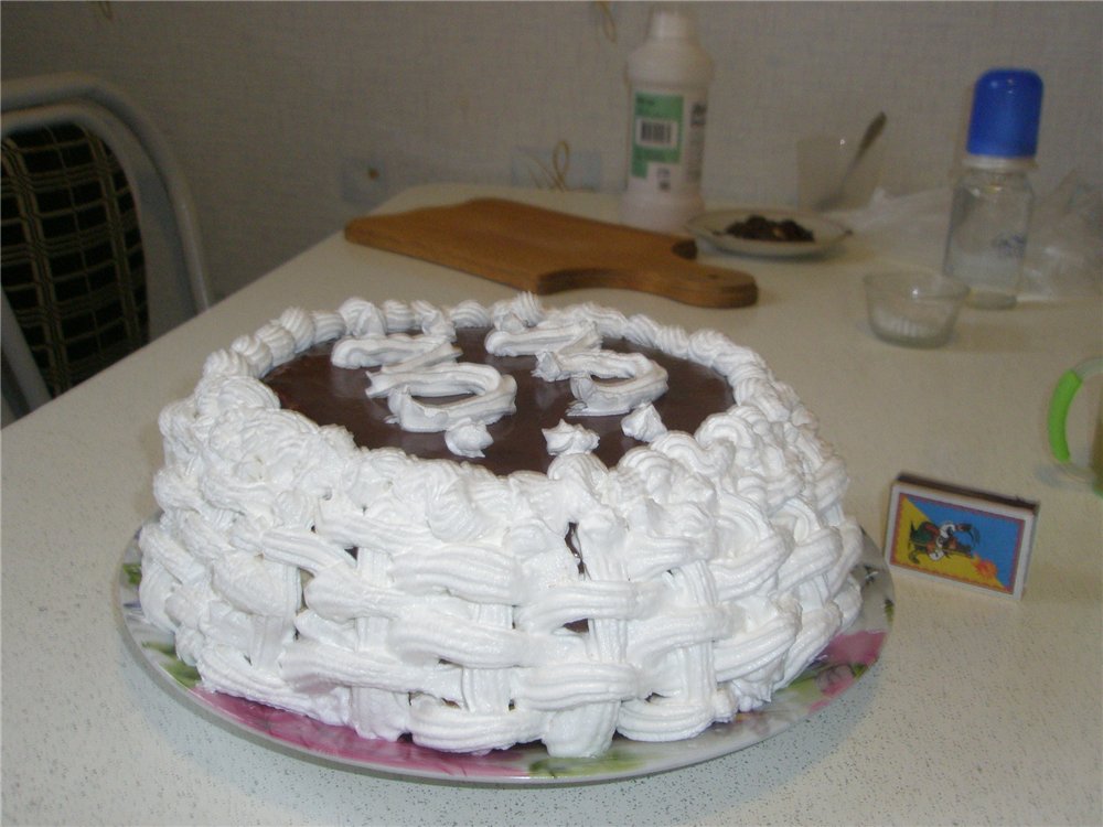 Chocolate cake on boiling water