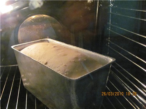 Pan de masa madre en el horno