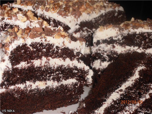 Chocolate cake on boiling water