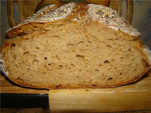 Pan de masa madre en el horno