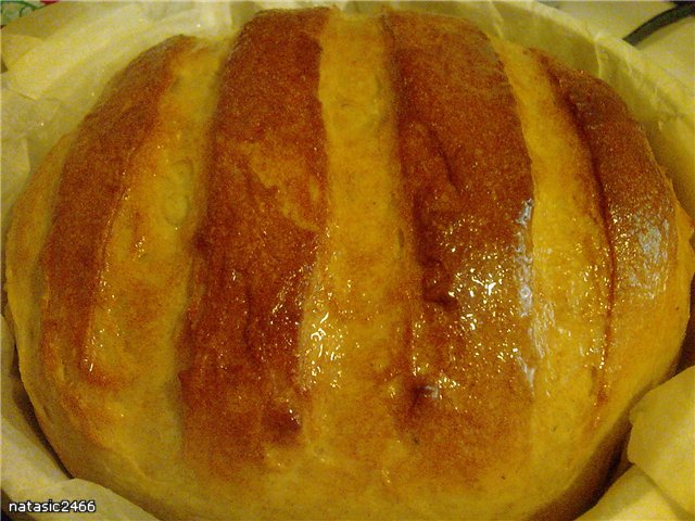 Wheat bread on ripe dough (self-leavening)