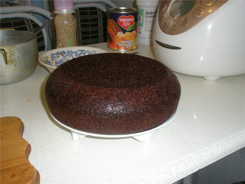 Chocolate cake on boiling water